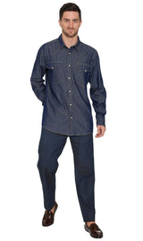 Men's Western Snap Button Shirt — Denim and Twill with Stitched Yoke