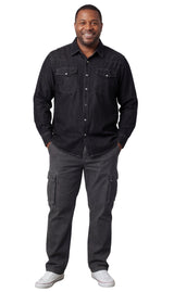 Men's Western Snap Button Shirt — Denim and Twill with Stitched Yoke