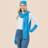 3PCS - Solid Winter Beanie Hat Scarf Gloves Set