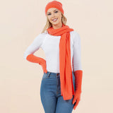 3PCS - Solid Winter Beanie Hat Scarf Gloves Set