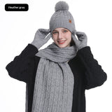 Women's Winter Warm Riding Ear Protection Knitted Hat Scarf Gloves