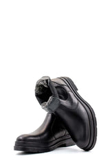 Men's Black Leather Chelsea Boots with Rugged Sole - Wessi